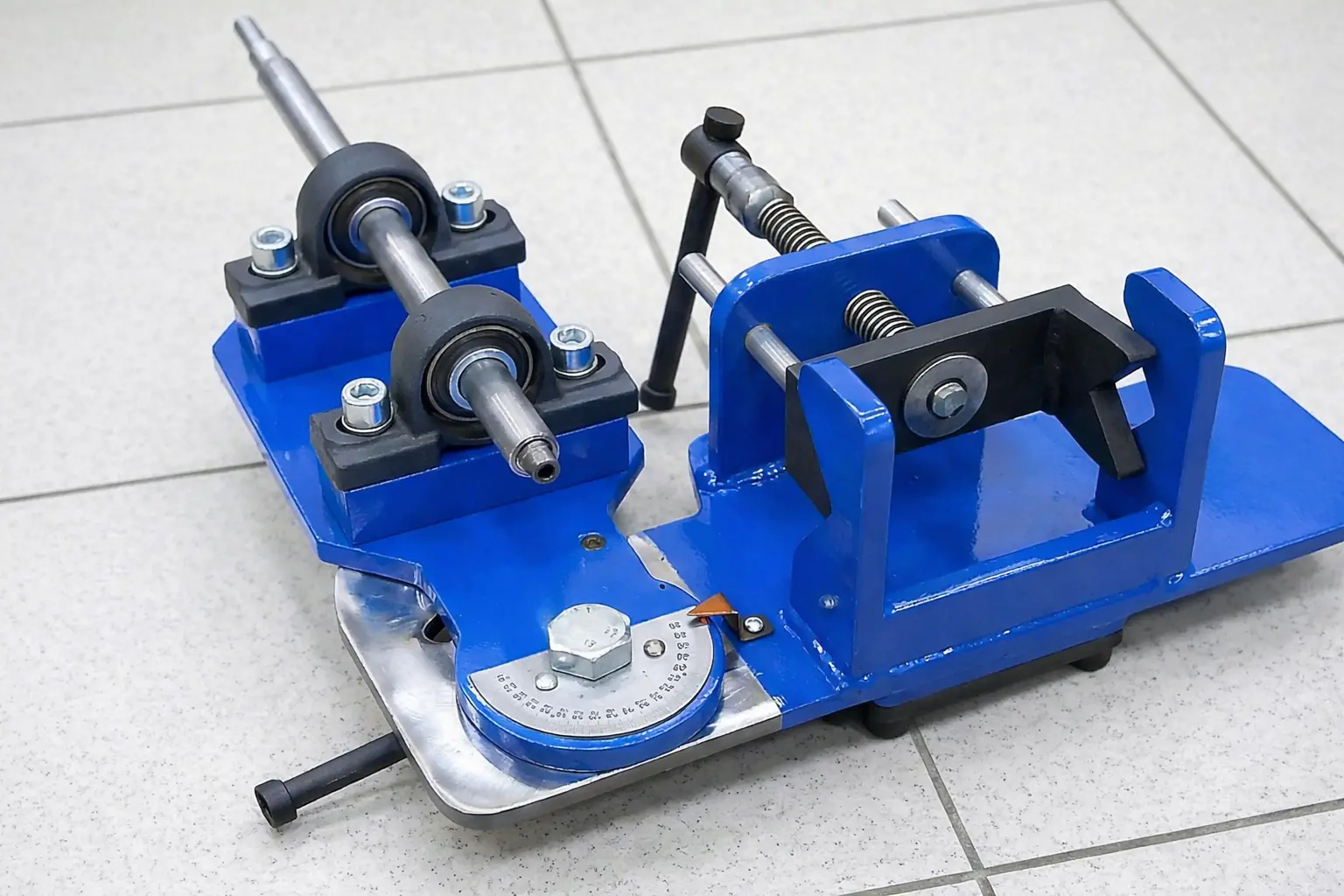 Механизм фиксации трубы и поворотная база стационарного торцевателя (нотчера) для врезки труб