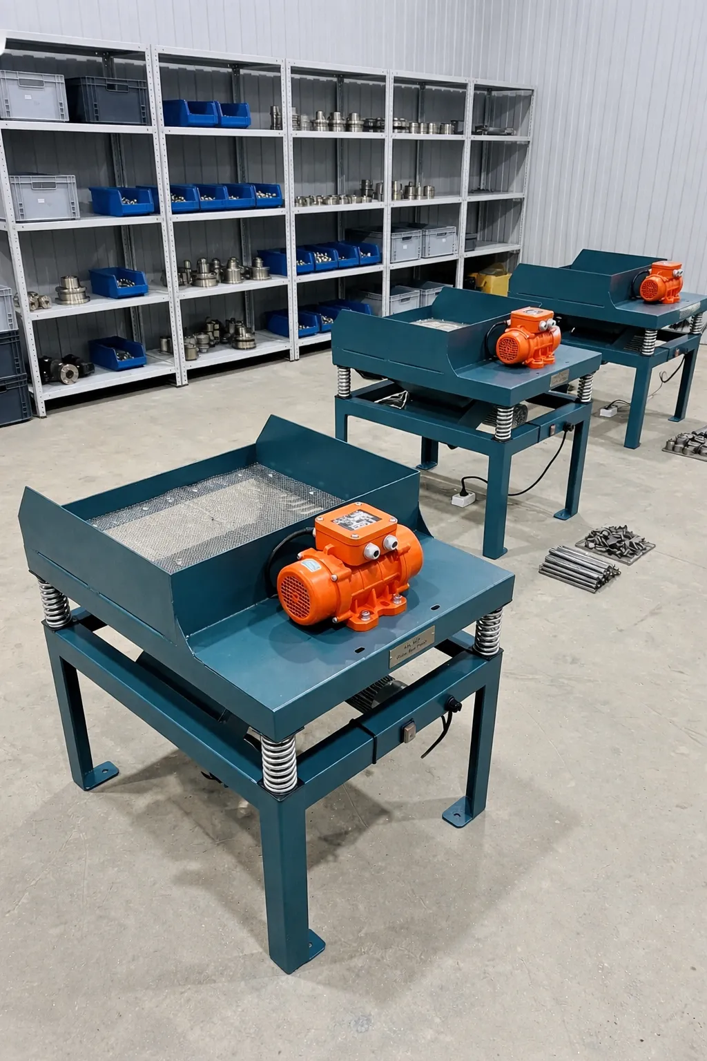 Вибросито для песка и сыпучих материалов 50х50 см, три установки в цехе